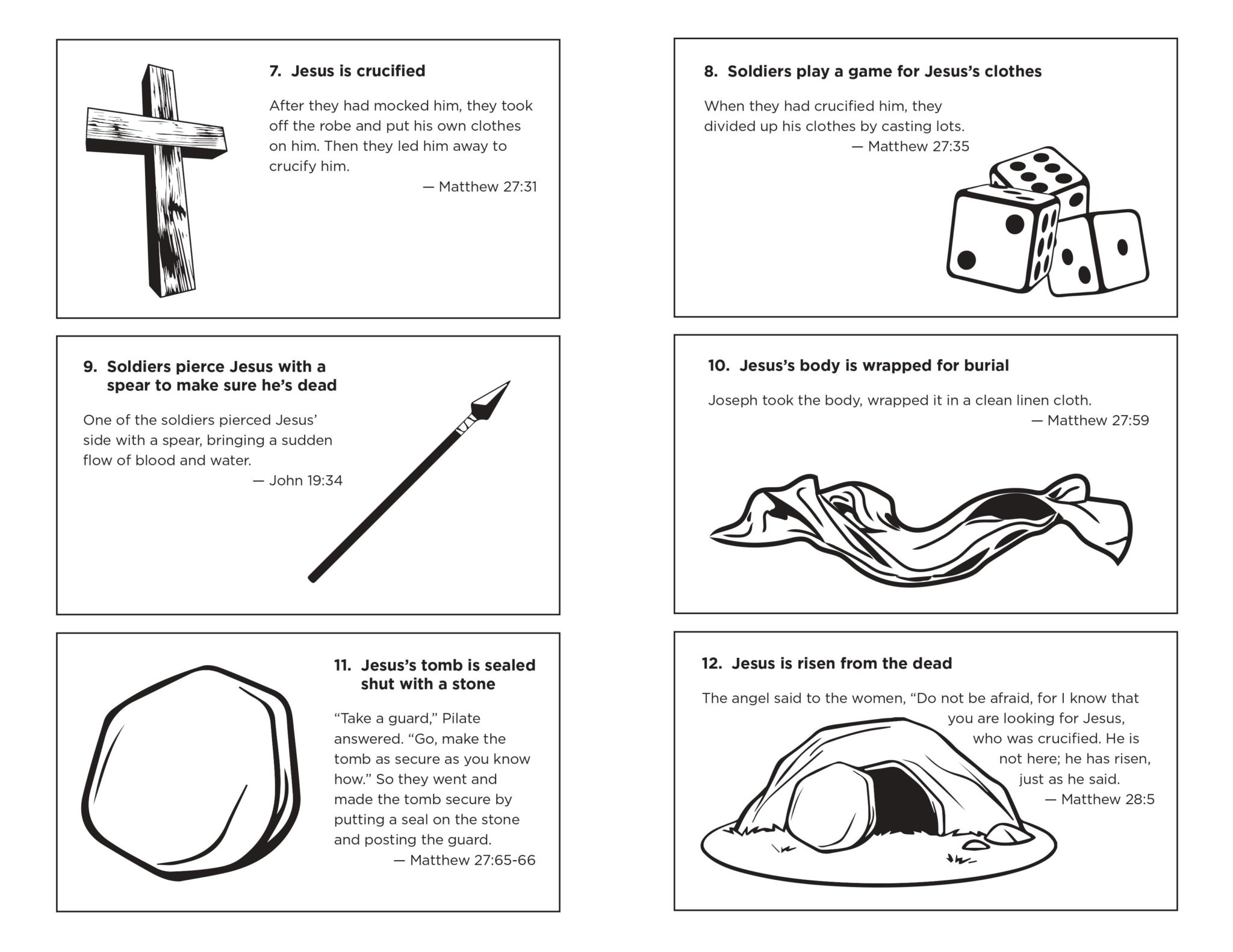 Resurrection egg story cards second six symbols