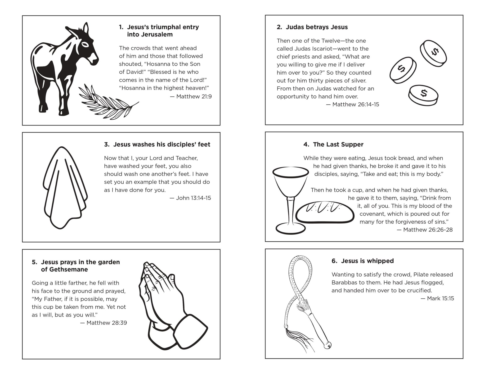 Resurrection egg story cards first six symbols