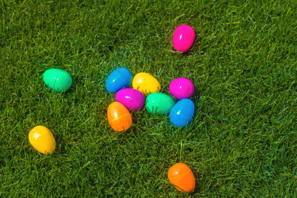 Colored plastic easter eggs used to make DIY Resurrection eggs