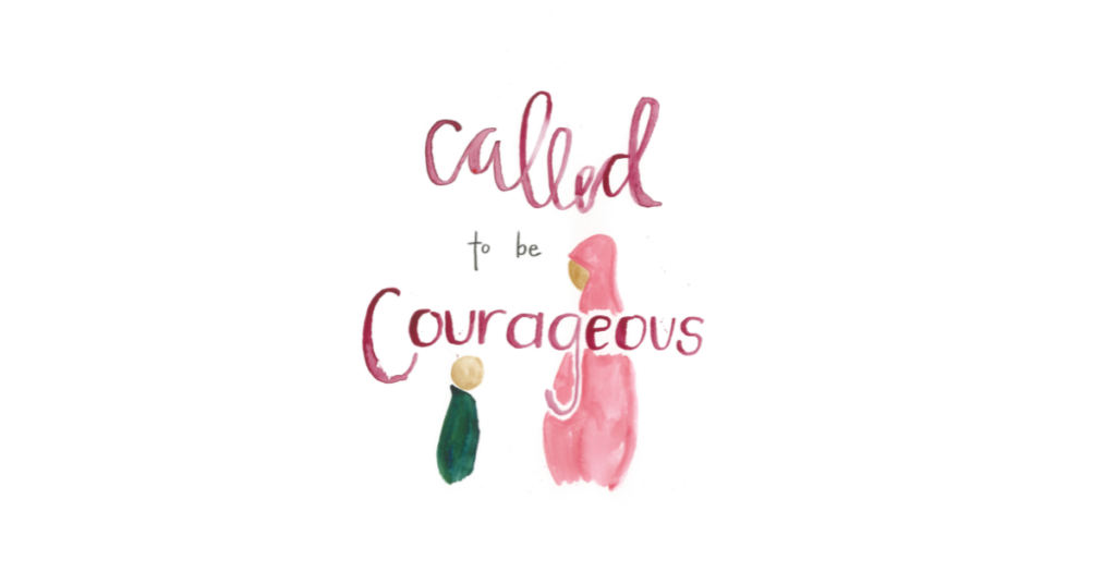 The words "called to be courageous" with an image of Jehosheba and her brother