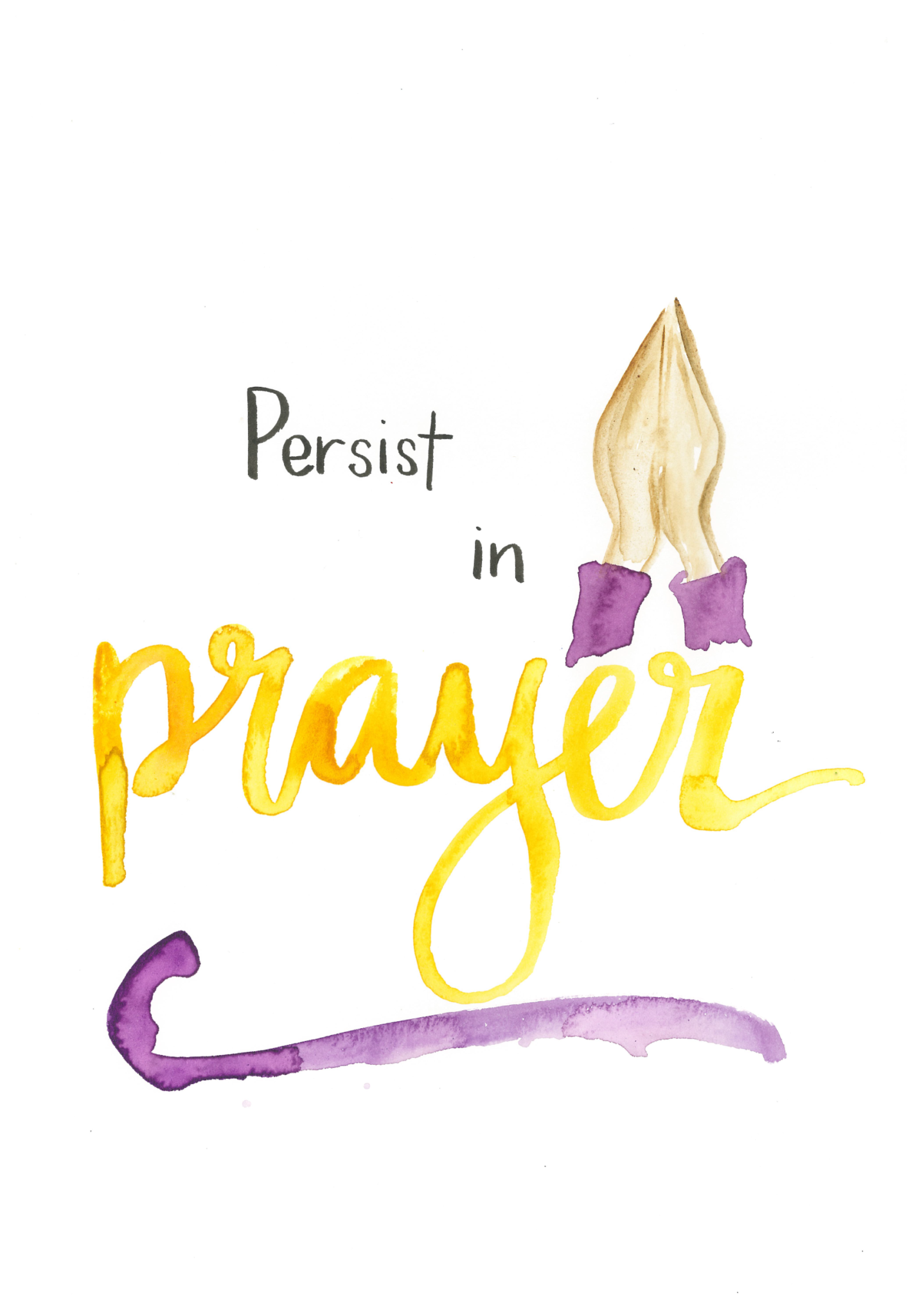 The words "persist in prayer" with praying hands, inspired by the Parable of the Persistent Widow in Luke 18