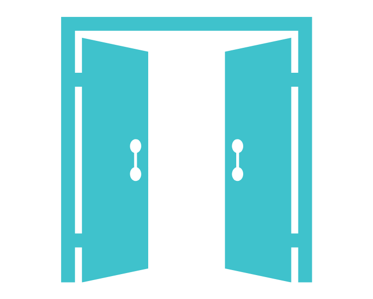 Un portal con dos puertas abiertas