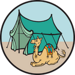 Tienda de campaña y camello Símbolo del Árbol de Jesse