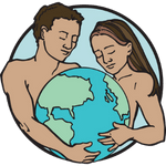 Adán y Eva sosteniendo un globo terráqueo símbolo del Árbol de Jesé